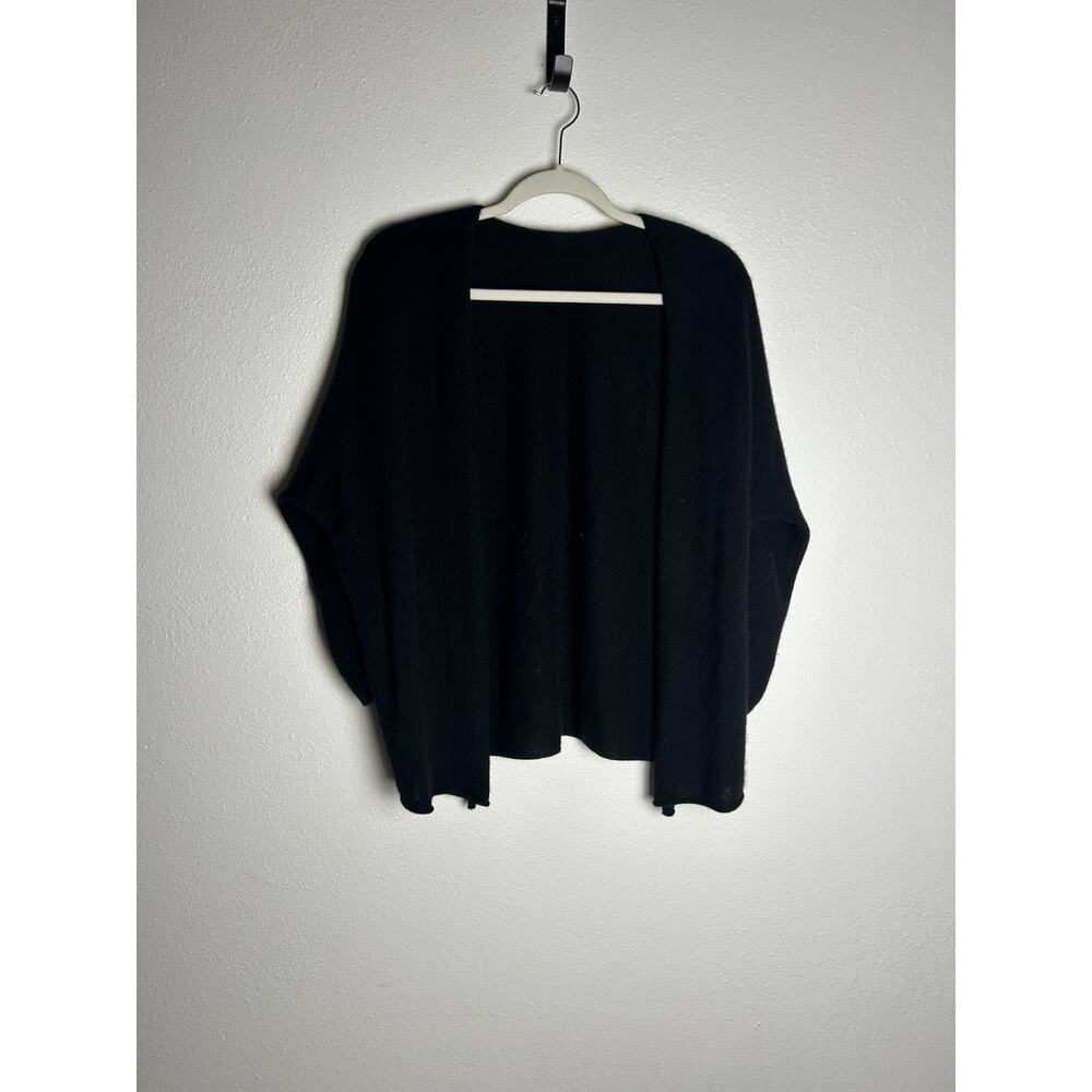 Brochu Walker Soft Cozy Wool Luxury Cashmere Open Black Cardigan Size Sm